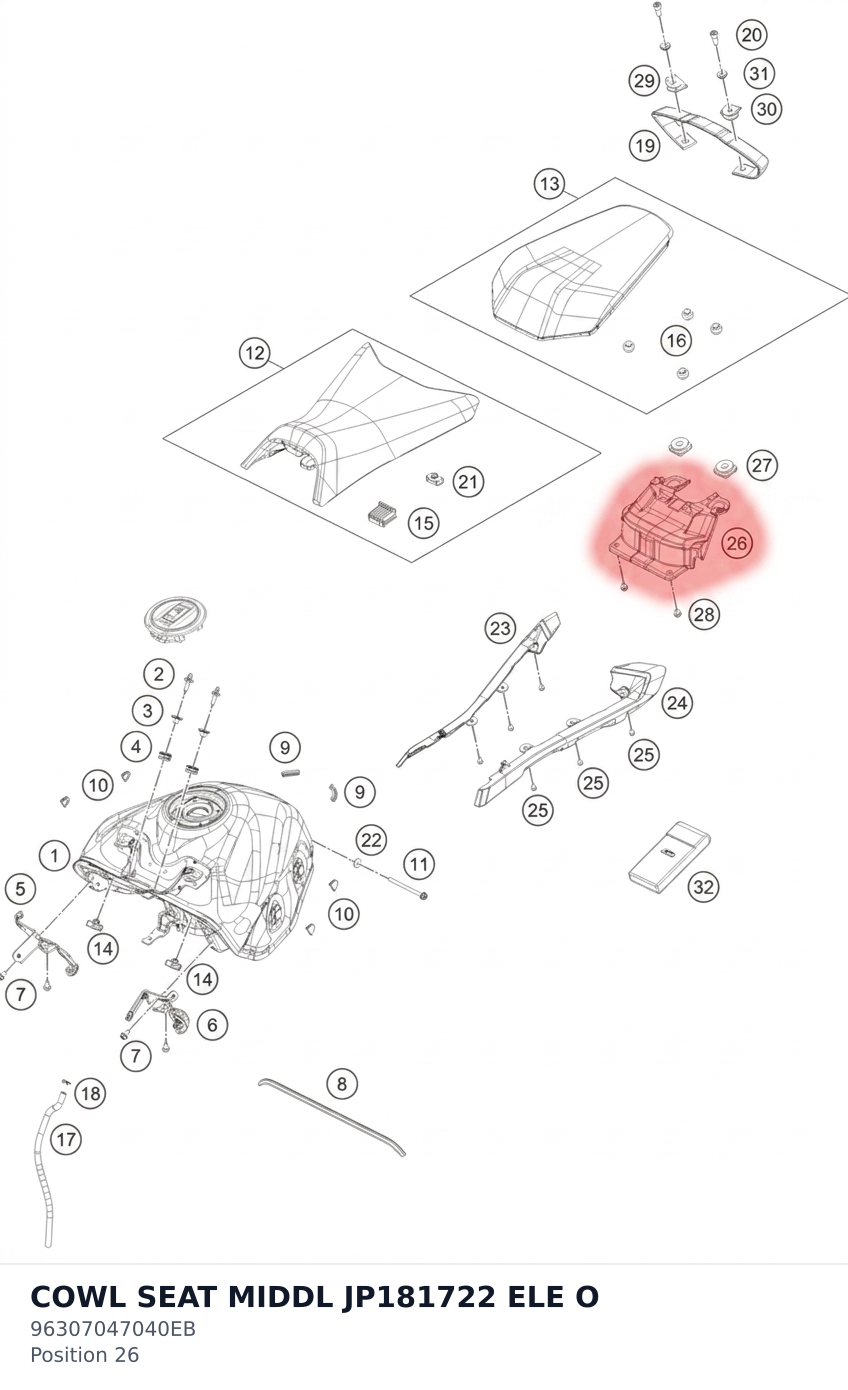 Diagram preview: COWL SEAT MIDDL JP181722 ELE O (96307047040EB)
