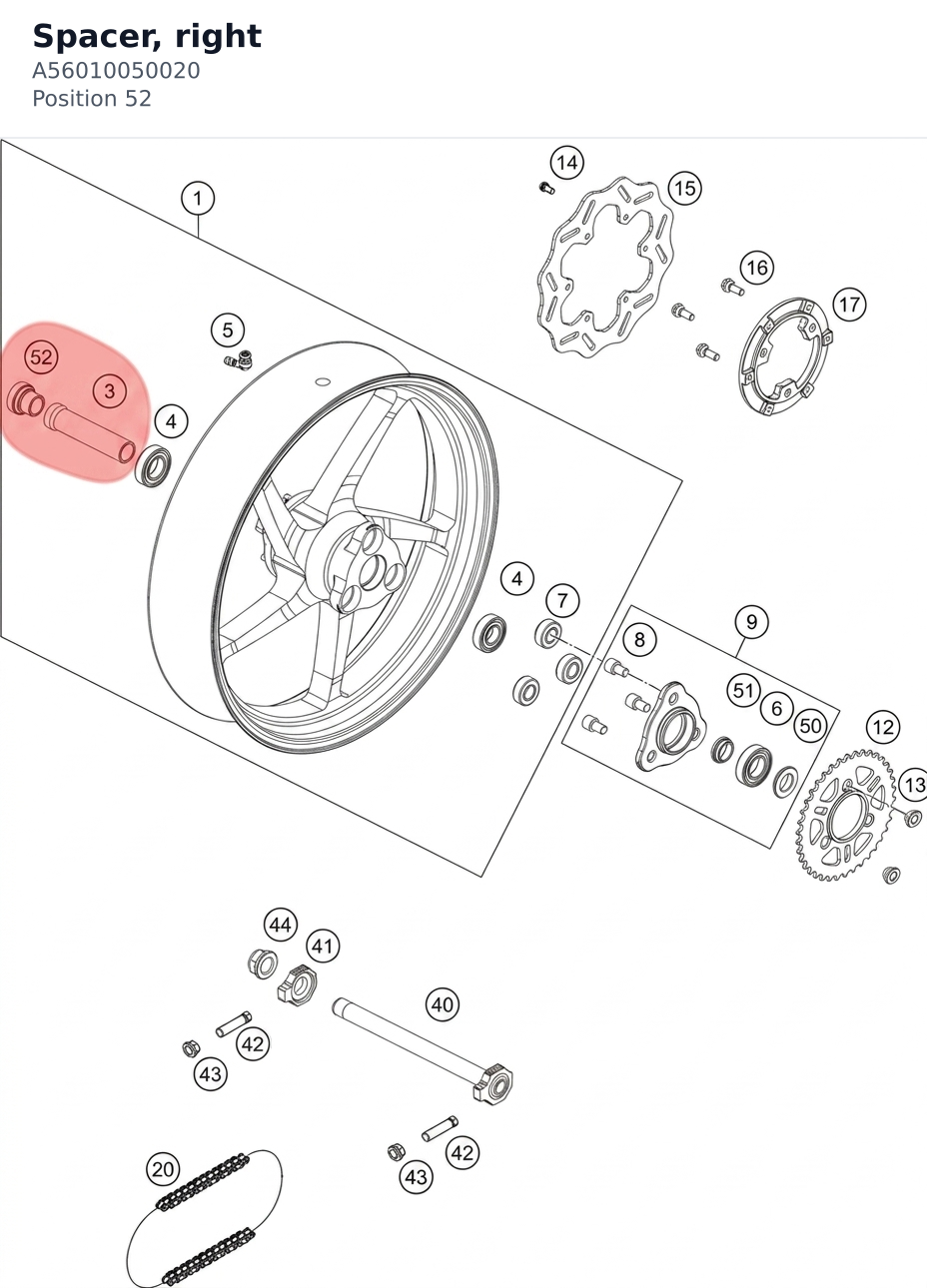 Diagram preview: Spacer, right (A56010050020)