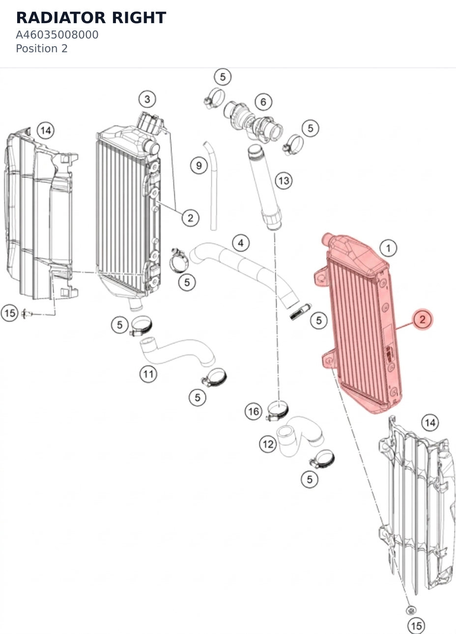 Diagram preview: RADIATOR RIGHT (A46035008000)