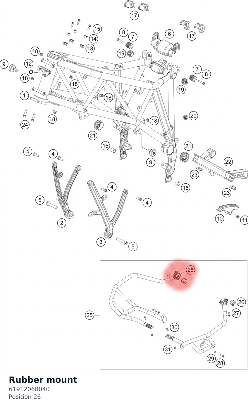 Diagram preview: Rubber mount (61912068040)