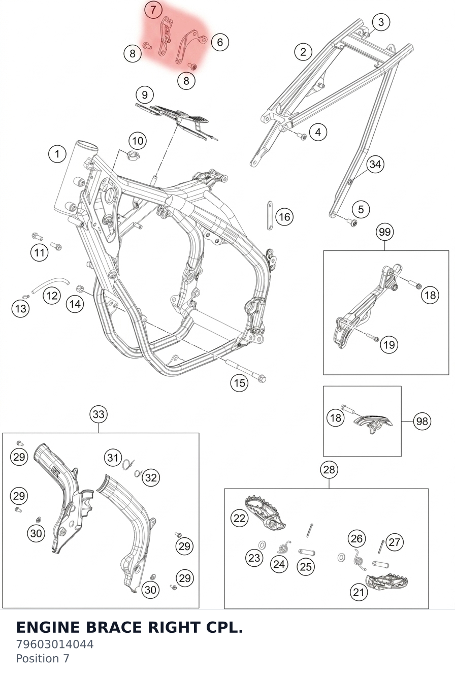 Diagram preview: ENGINE BRACE RIGHT CPL. (79603014044)