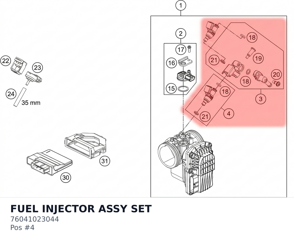 Diagram preview: FUEL INJECTOR ASSY SET (76041023044)