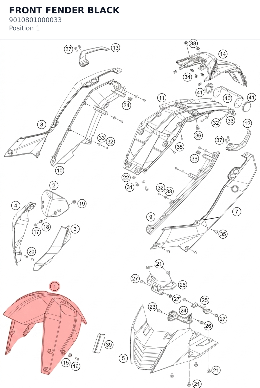 Diagram preview: FRONT FENDER BLACK (9010801000033)