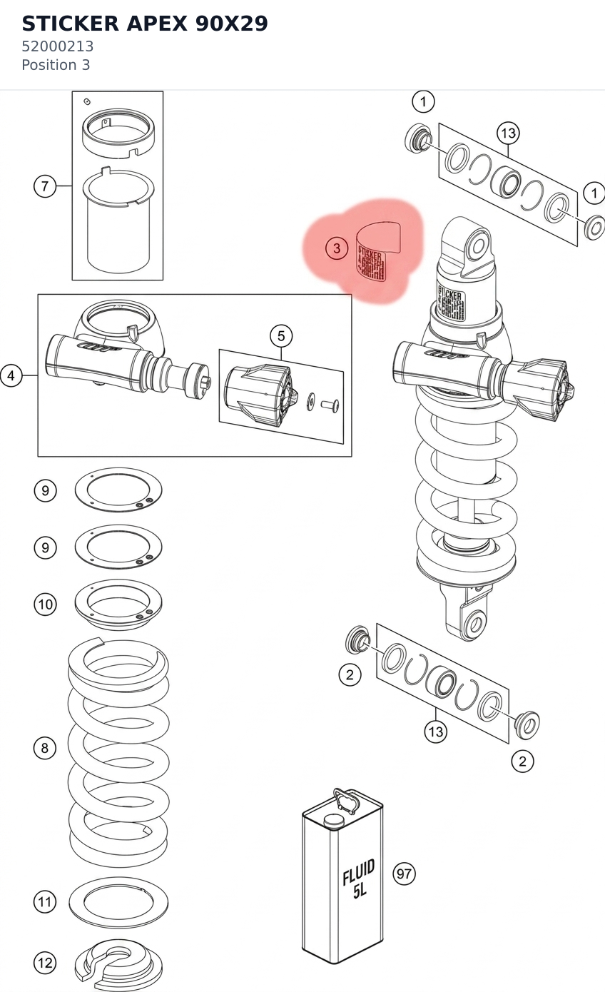 Diagram preview: STICKER APEX 90X29 (52000213)