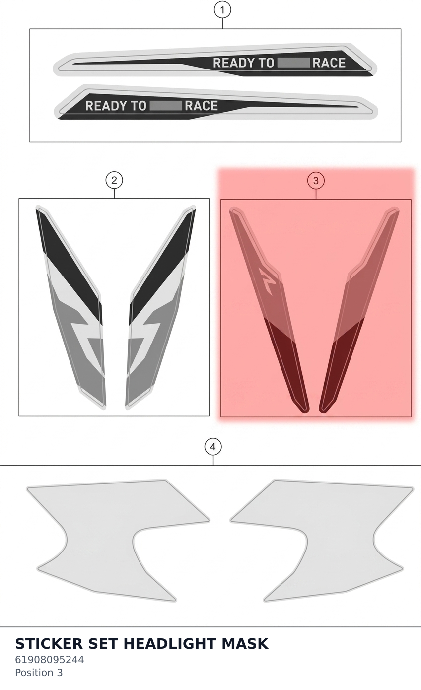 Diagram preview: STICKER SET HEADLIGHT MASK (61908095244)