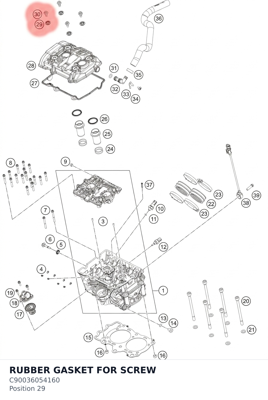 Diagram preview: RUBBER GASKET FOR SCREW (C90036054160)