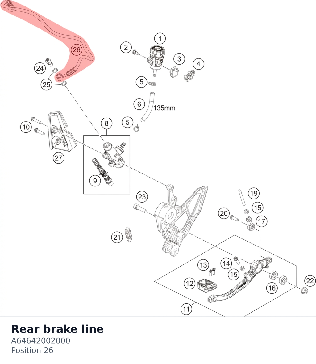 Diagram preview: Rear brake line (A64642002000)