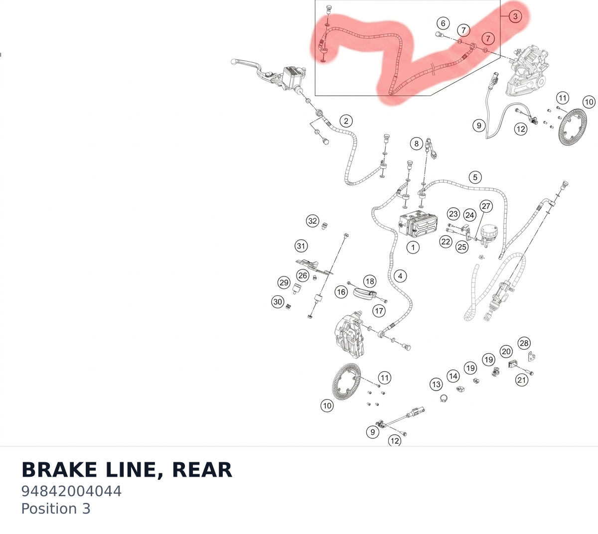 Diagram preview: BRAKE LINE, REAR (94842004044)