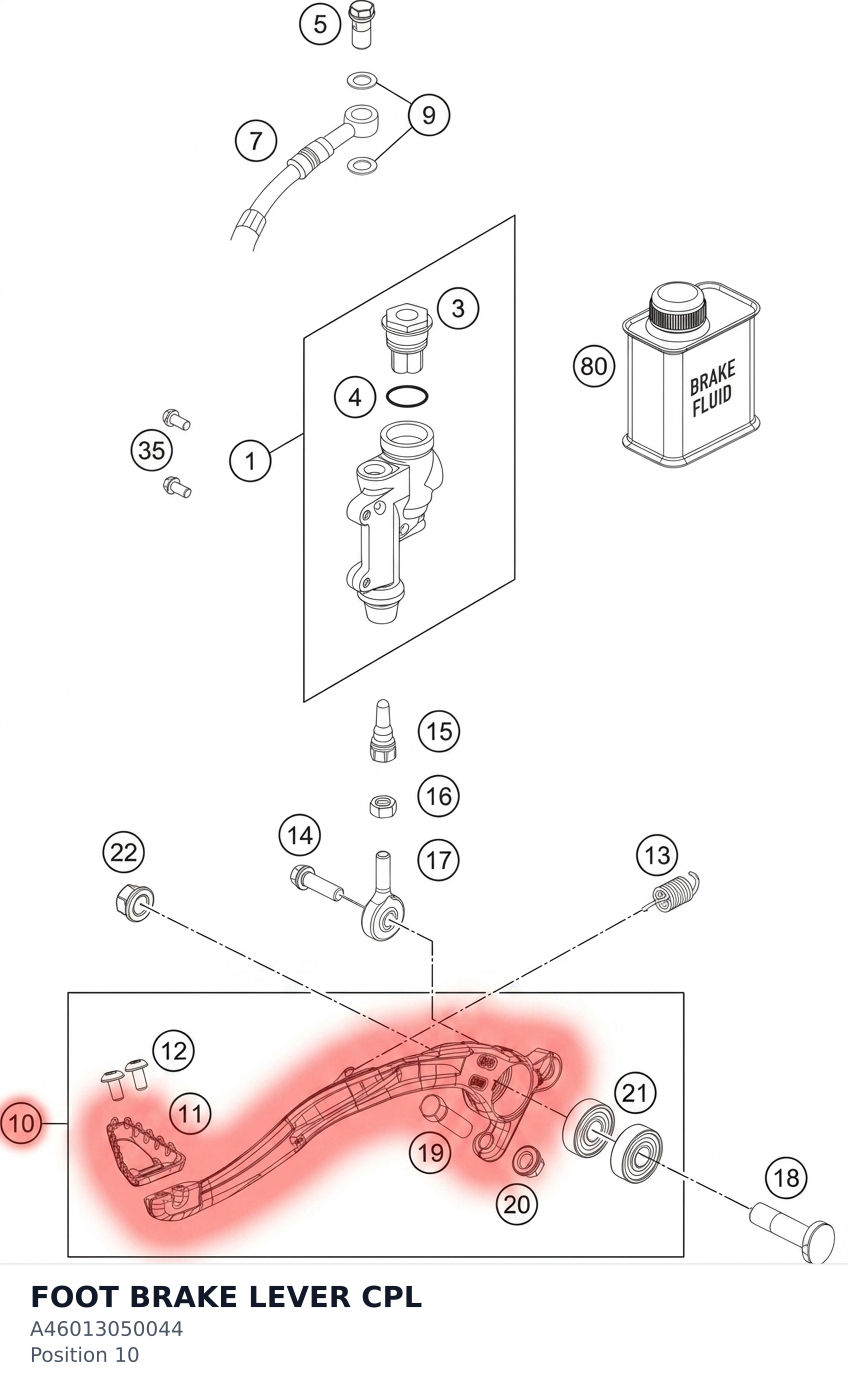 Diagram preview: FOOT BRAKE LEVER CPL (A46013050044)