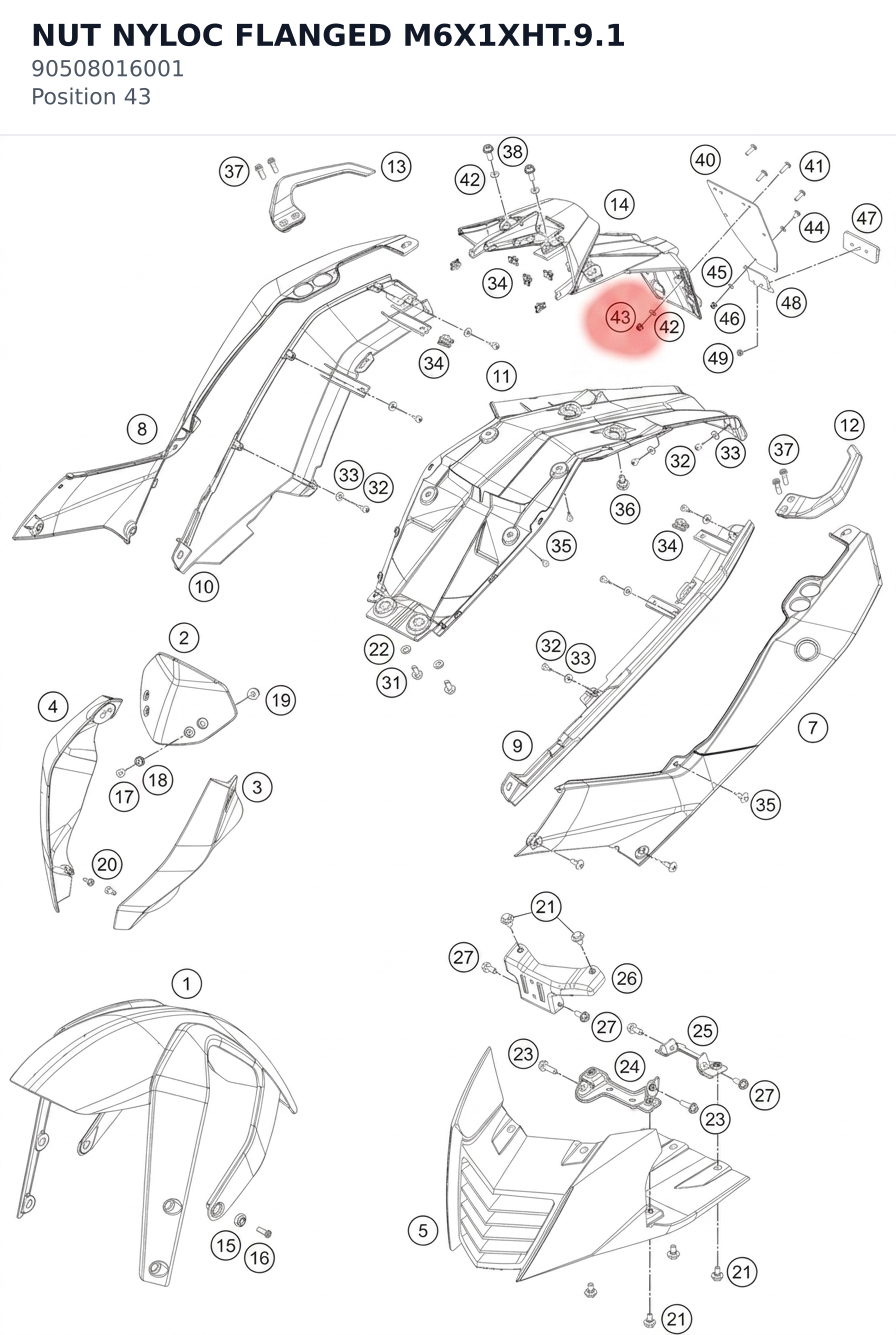 Diagram preview: NUT NYLOC FLANGED M6X1XHT.9.1 (90508016001)