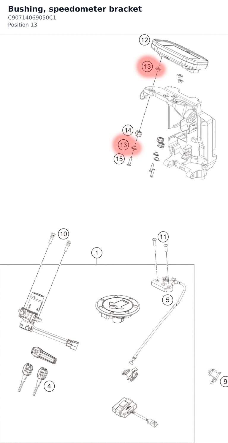 Diagram preview: Bushing, speedometer bracket (C90714069050C1)