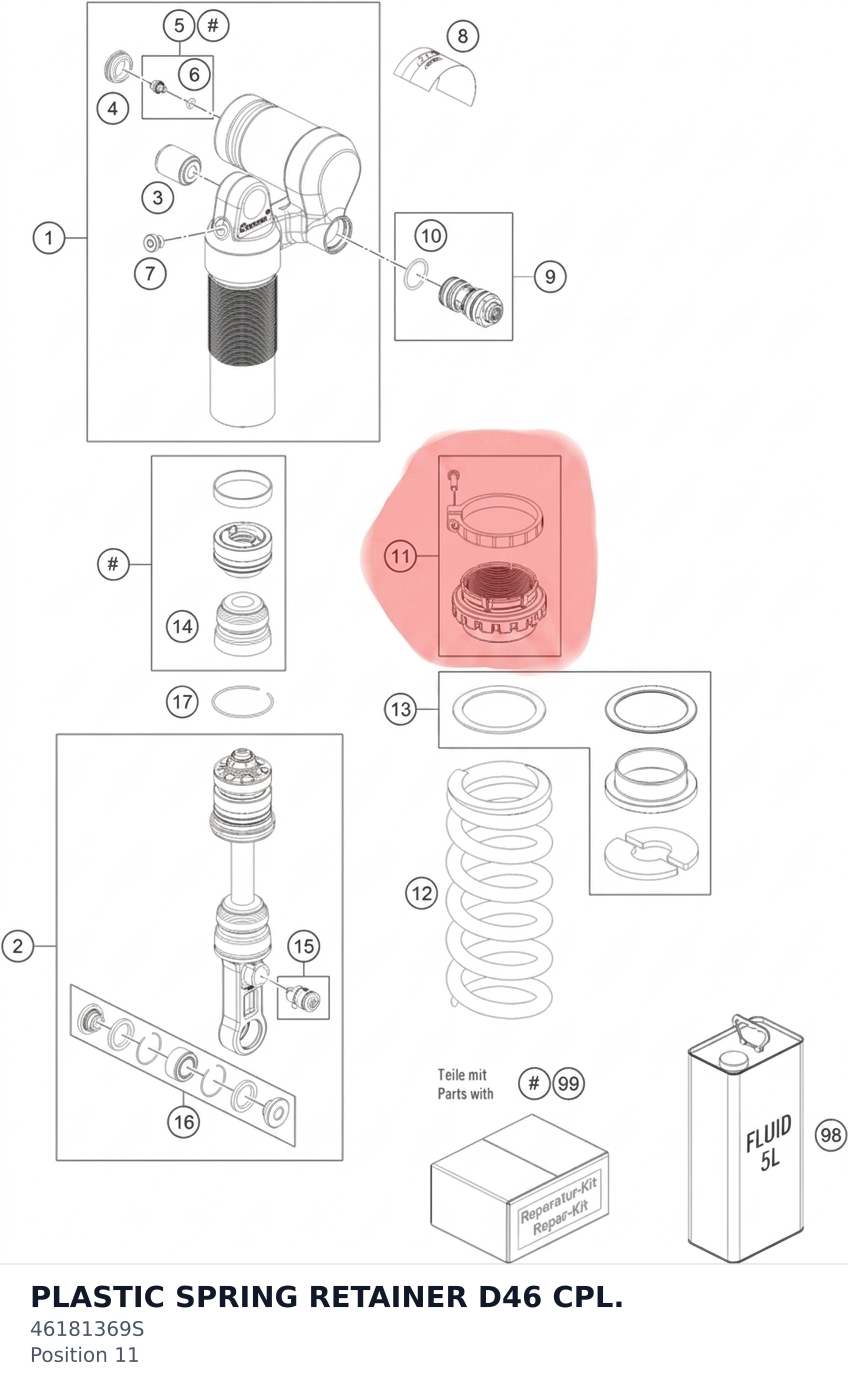Diagram preview: PLASTIC SPRING RETAINER D46 CPL. (46181369S)