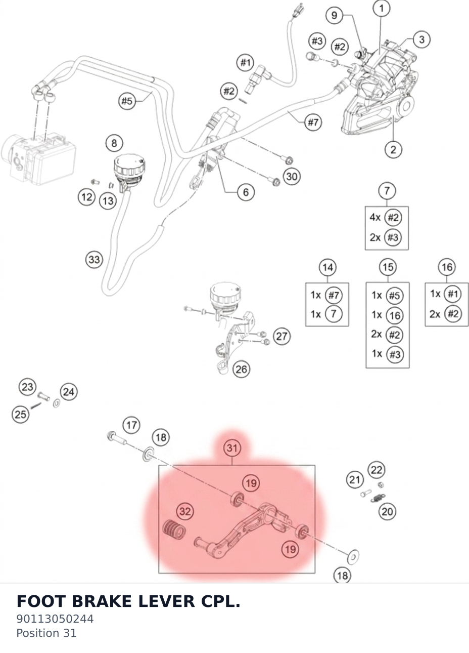 Diagram preview: FOOT BRAKE LEVER CPL. (90113050244)