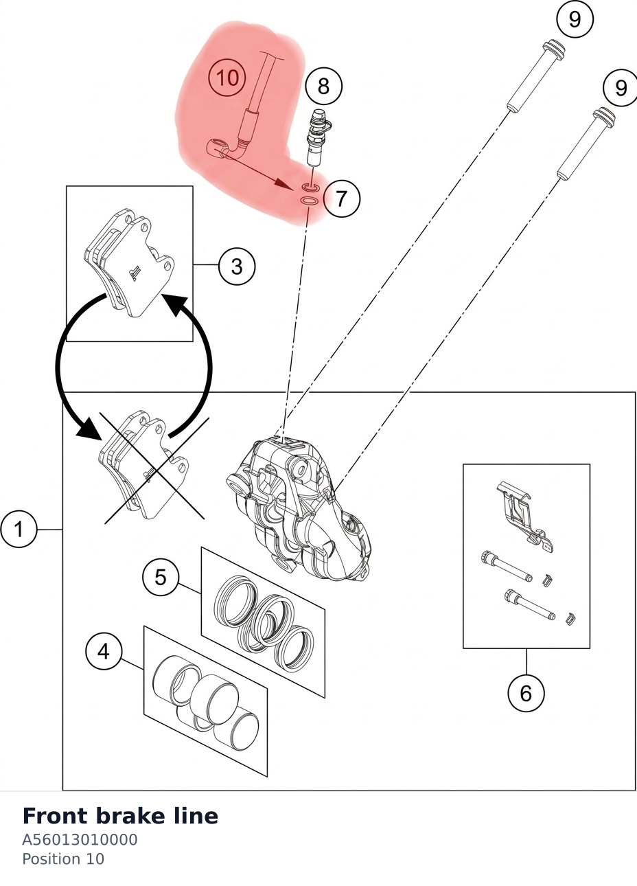 Diagram preview: Front brake line (A56013010000)