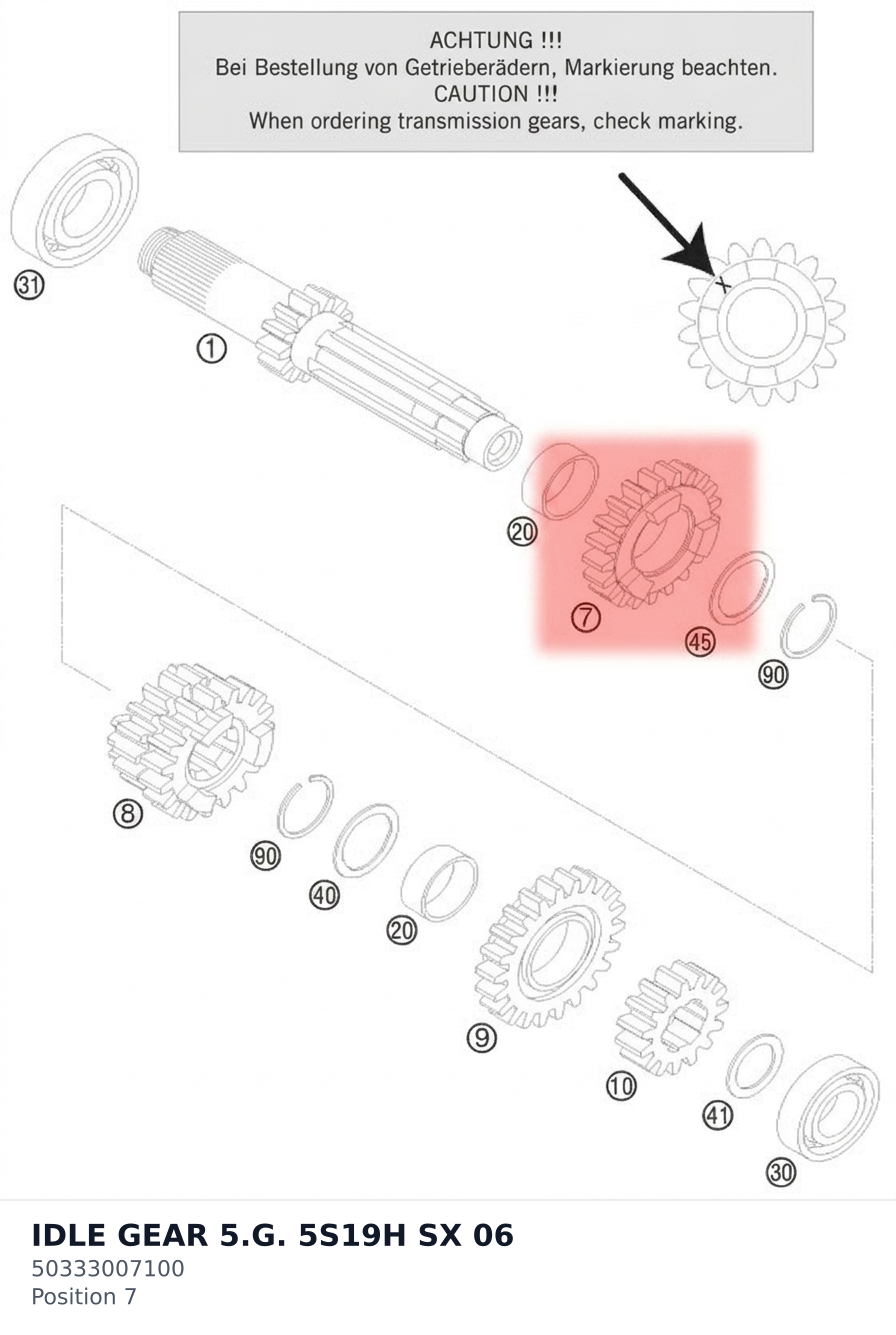 Diagram preview: IDLE GEAR 5.G. 5S19H SX 06 (50333007100)