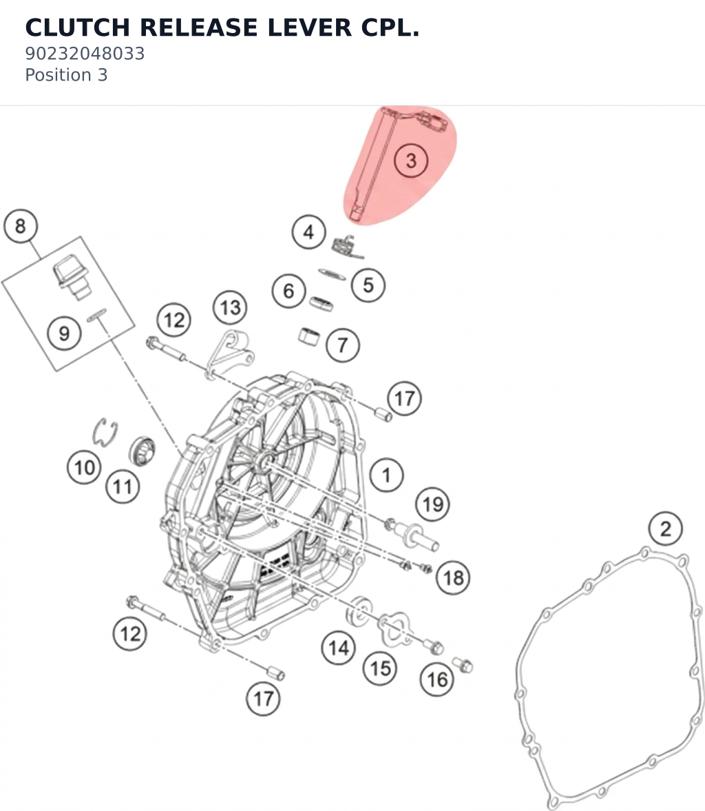 Diagram preview: CLUTCH RELEASE LEVER CPL. (90232048033)