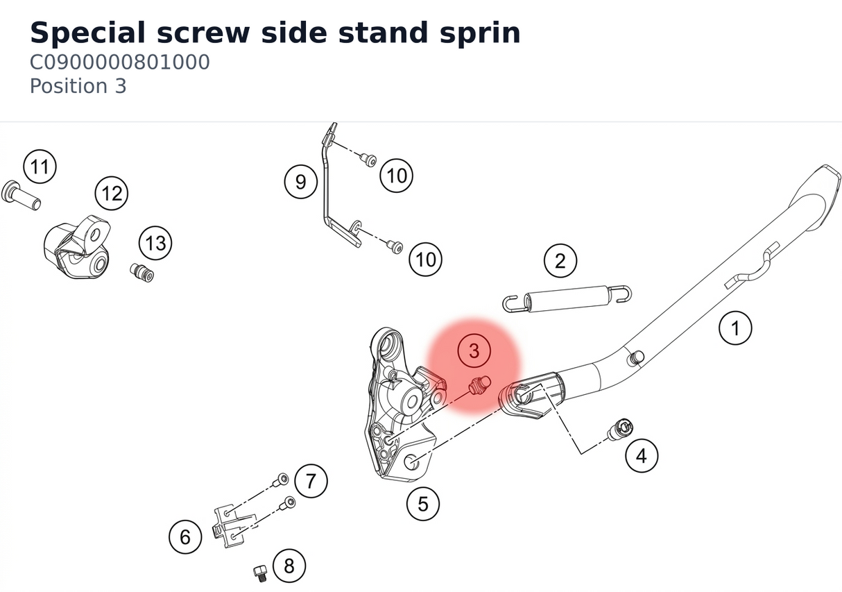 Diagram preview: Special screw side stand sprin (C0900000801000)