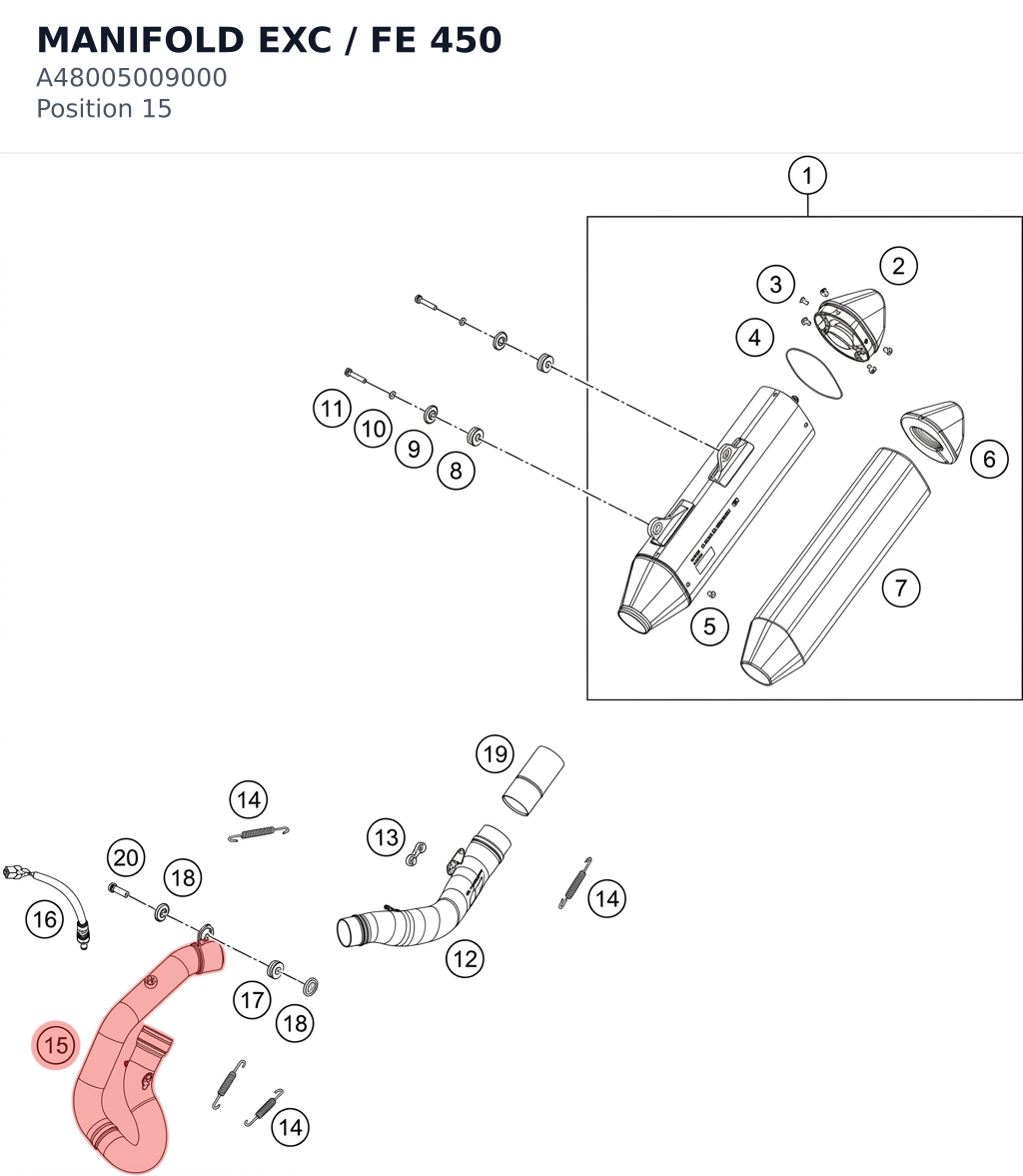 Diagram preview: MANIFOLD EXC / FE 450 (A48005009000)