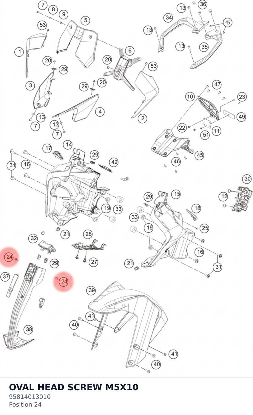 Diagram preview: OVAL HEAD SCREW M5X10 (95814013010)