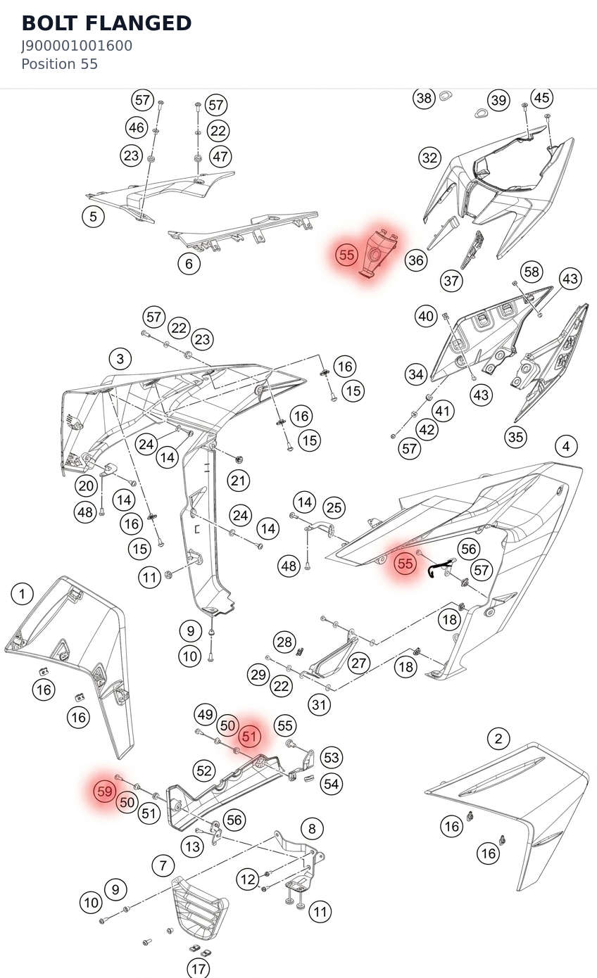 Diagram preview: BOLT FLANGED (J900001001600)