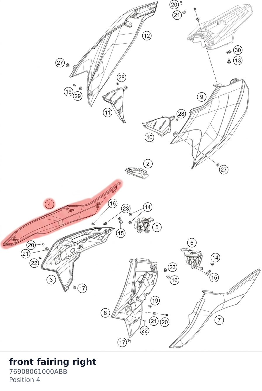 Diagram preview: front fairing right (76908061000ABB)
