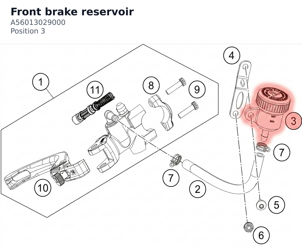 Diagram preview: Front brake reservoir (A56013029000)