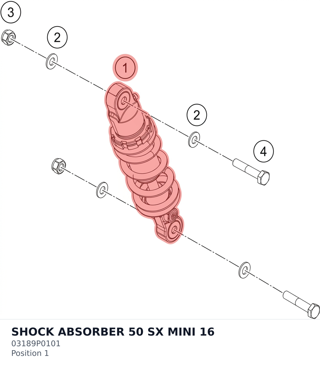 Diagram preview: SHOCK ABSORBER 50 SX MINI 16 (03189P0101)