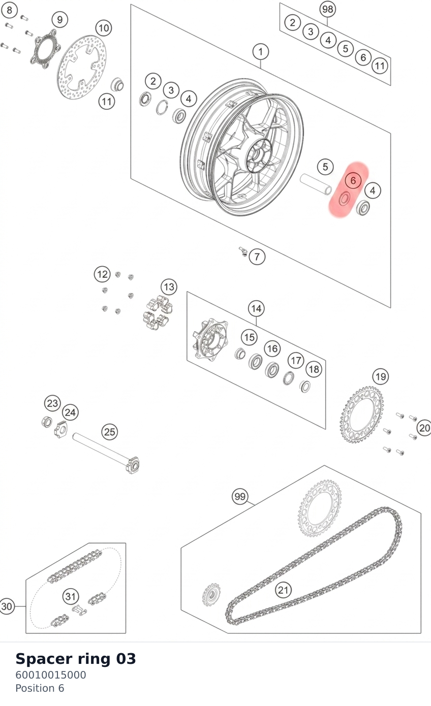 Diagram preview: Spacer ring 03 (60010015000)