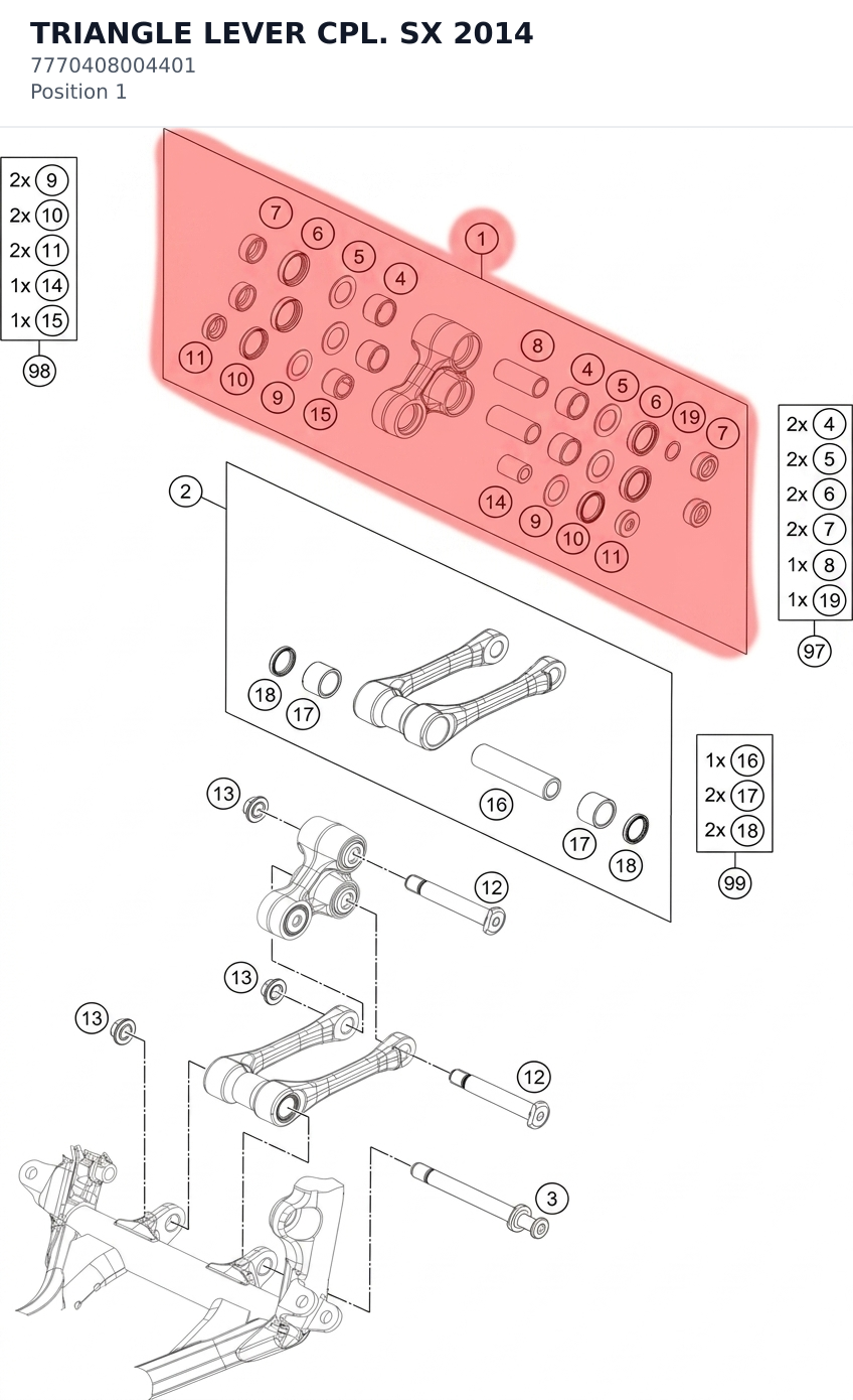 Diagram preview: TRIANGLE LEVER CPL. SX 2014 (7770408004401)