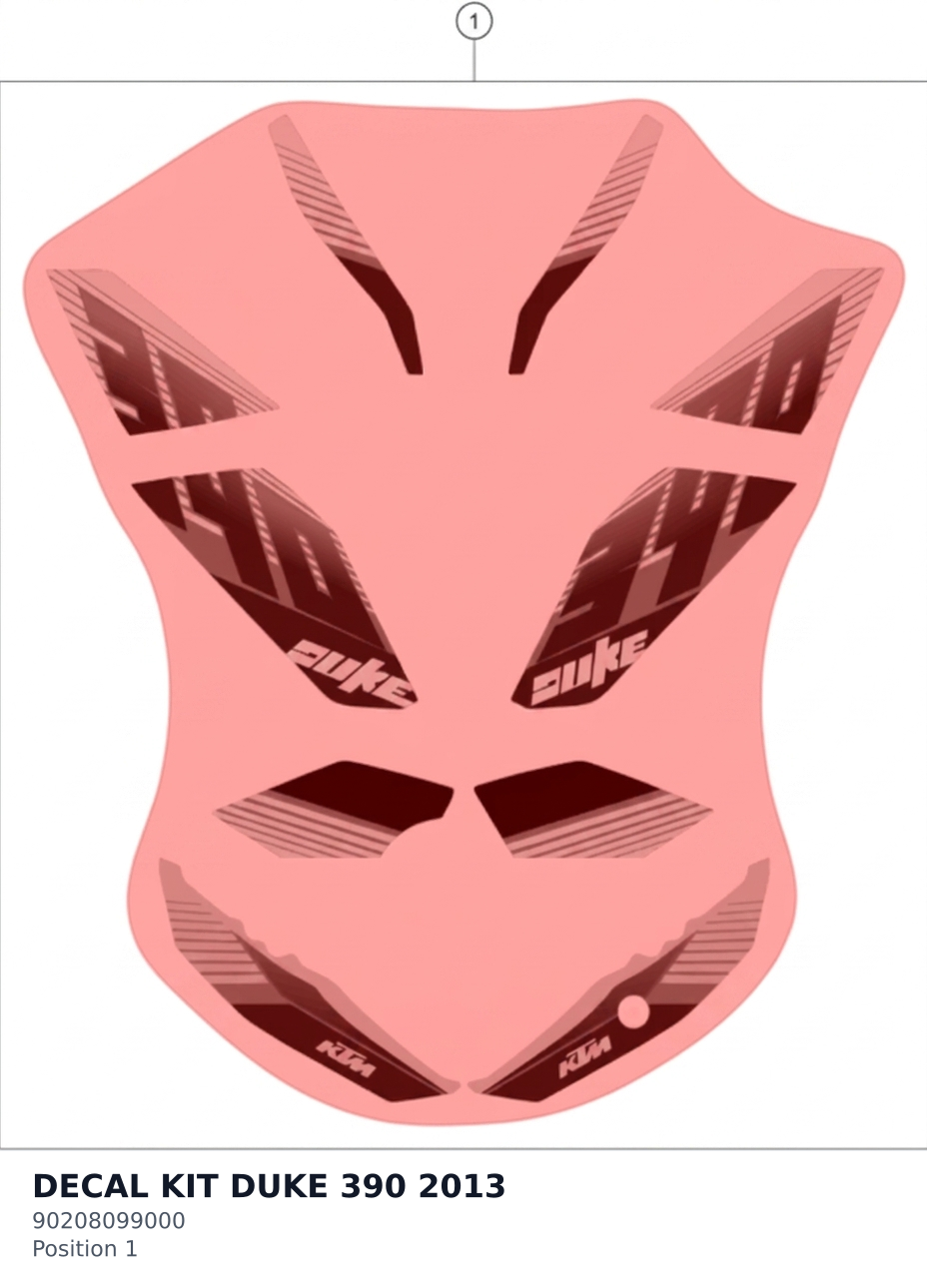 Diagram preview: DECAL KIT DUKE 390 2013 (90208099000)