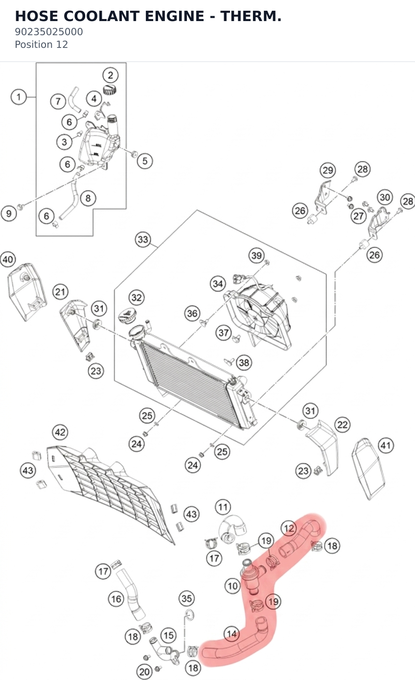 Diagram preview: HOSE COOLANT ENGINE - THERM. (90235025000)