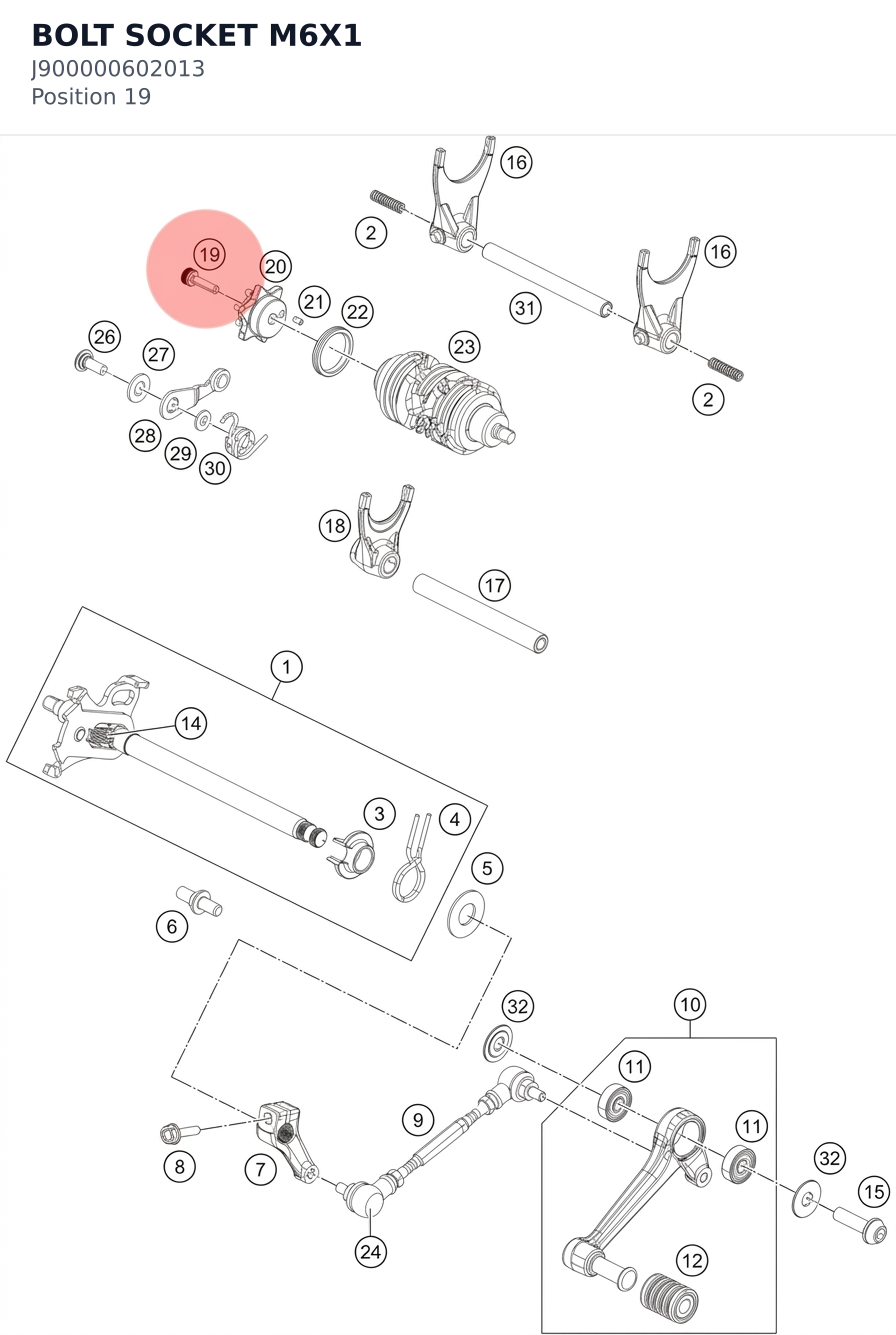 Diagram preview: BOLT SOCKET M6X1 (J900000602013)