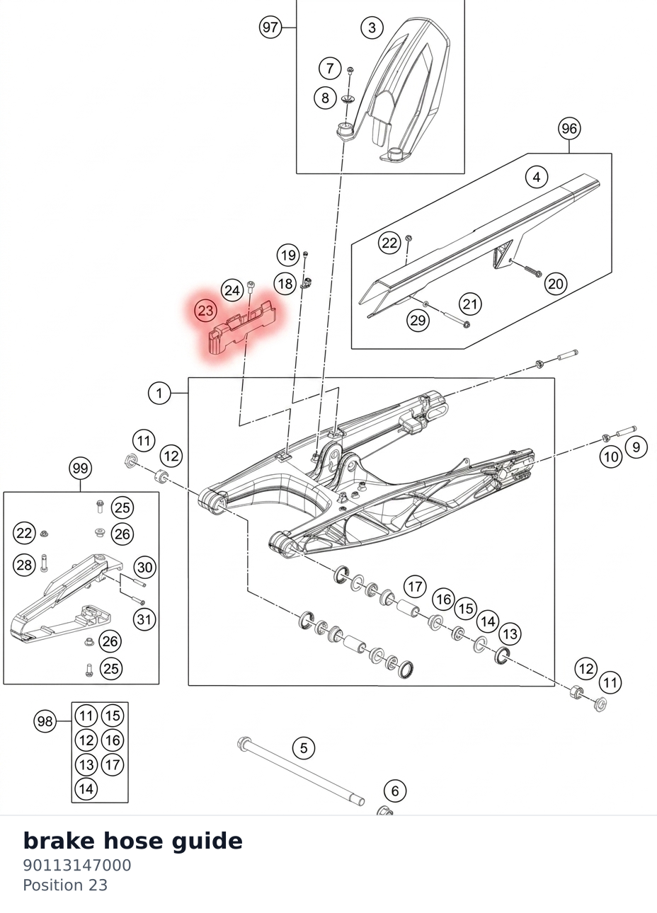 Diagram preview: brake hose guide (90113147000)