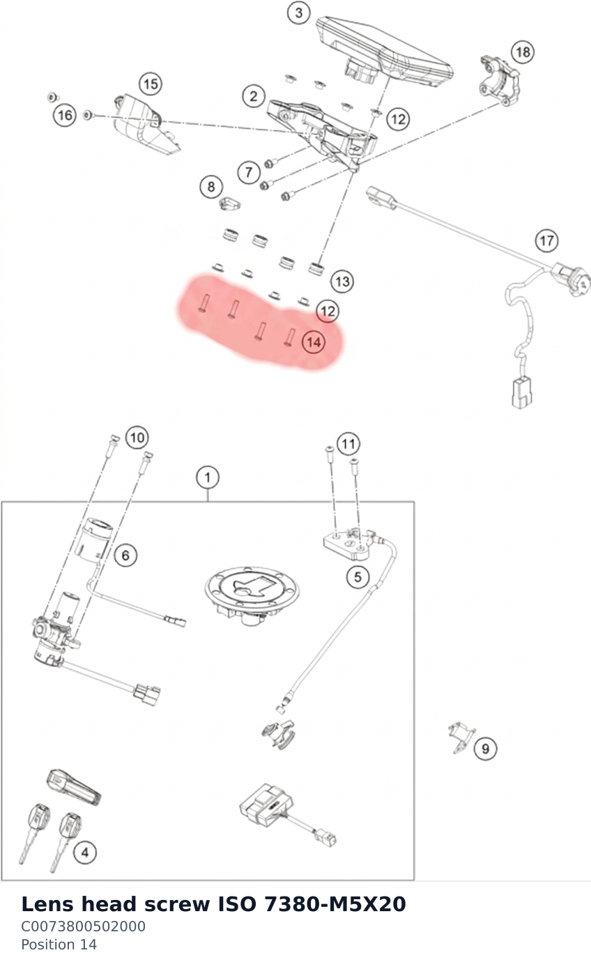 Diagram preview: Lens head screw ISO 7380-M5X20 (C0073800502000)