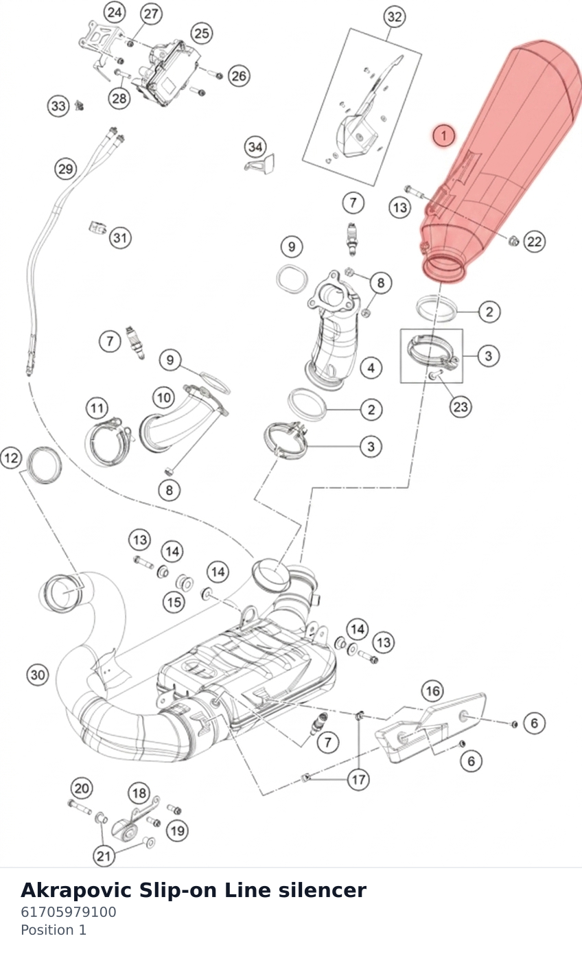 Diagram preview: Akrapovic Slip-on Line silencer (61705979100)