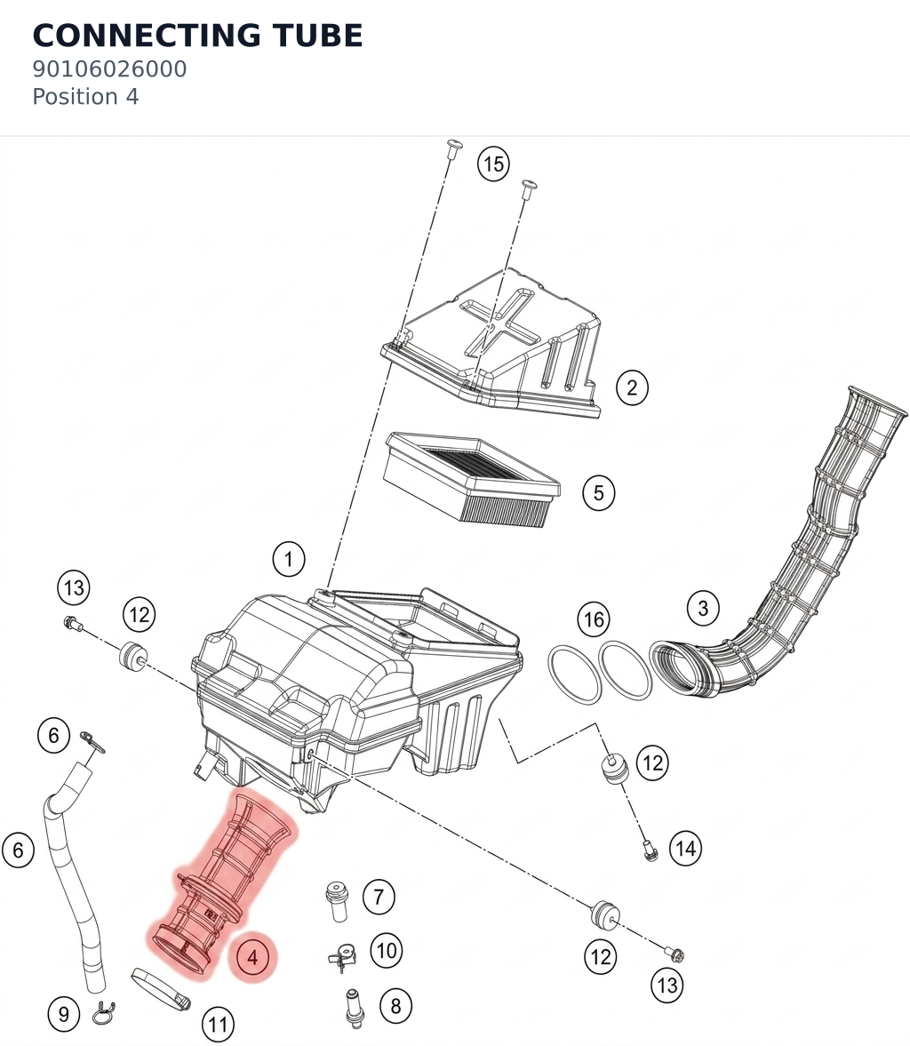 Diagram preview: CONNECTING TUBE (90106026000)