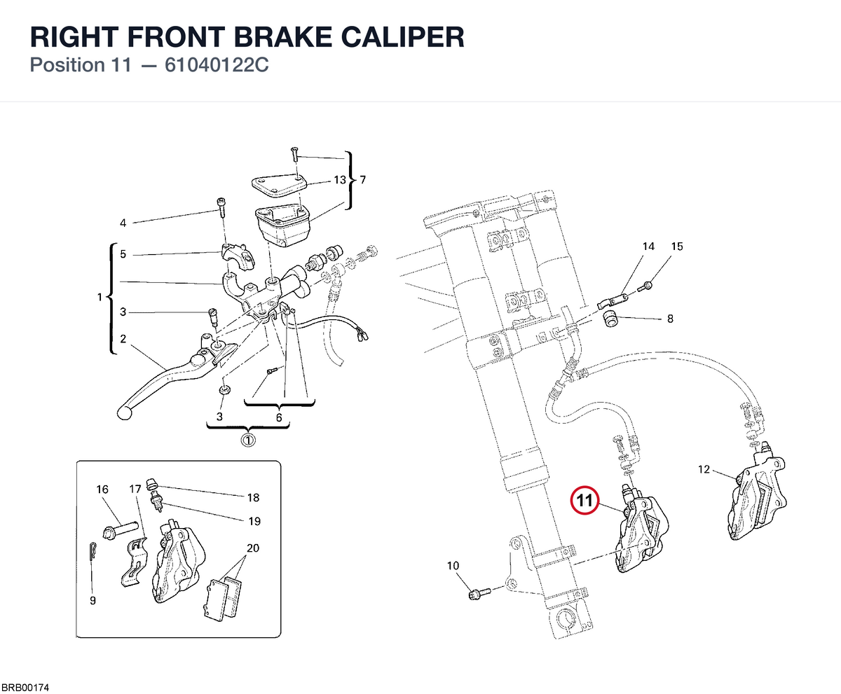 RIGHT FRONT BRAKE CALIPER 61040122C diagram position