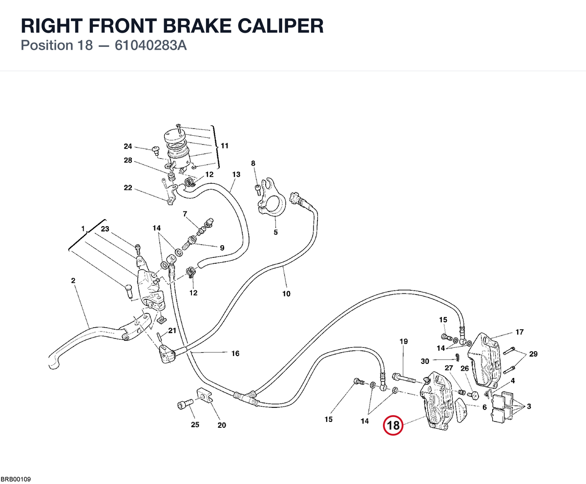 RIGHT FRONT BRAKE CALIPER 61040283A diagram position