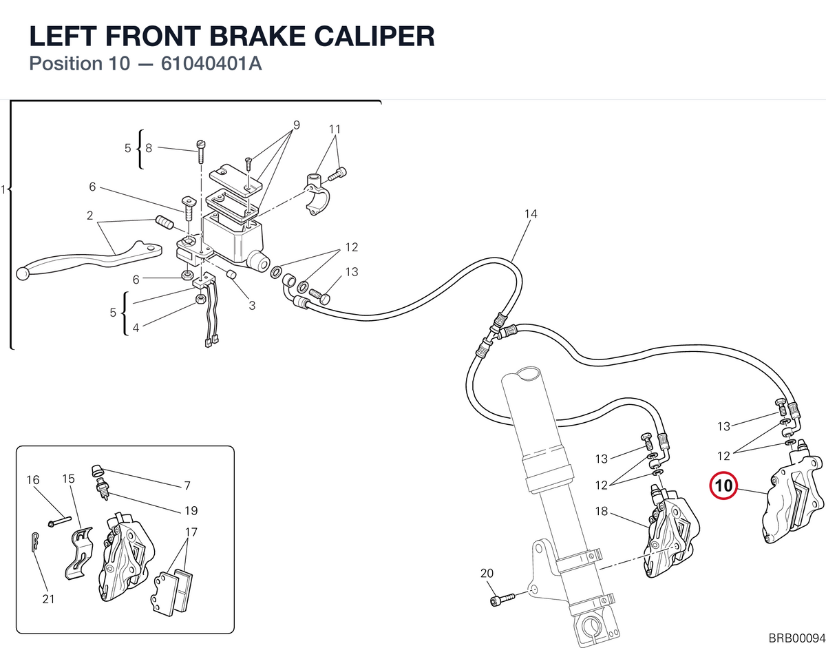 LEFT FRONT BRAKE CALIPER 61040401A diagram position
