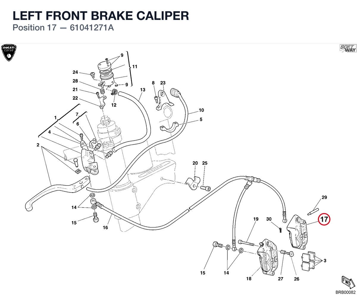 LEFT FRONT BRAKE CALIPER 61041271A diagram position