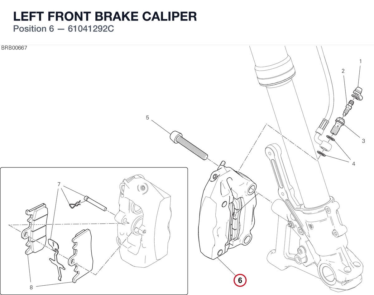 LEFT FRONT BRAKE CALIPER 61041292C diagram position