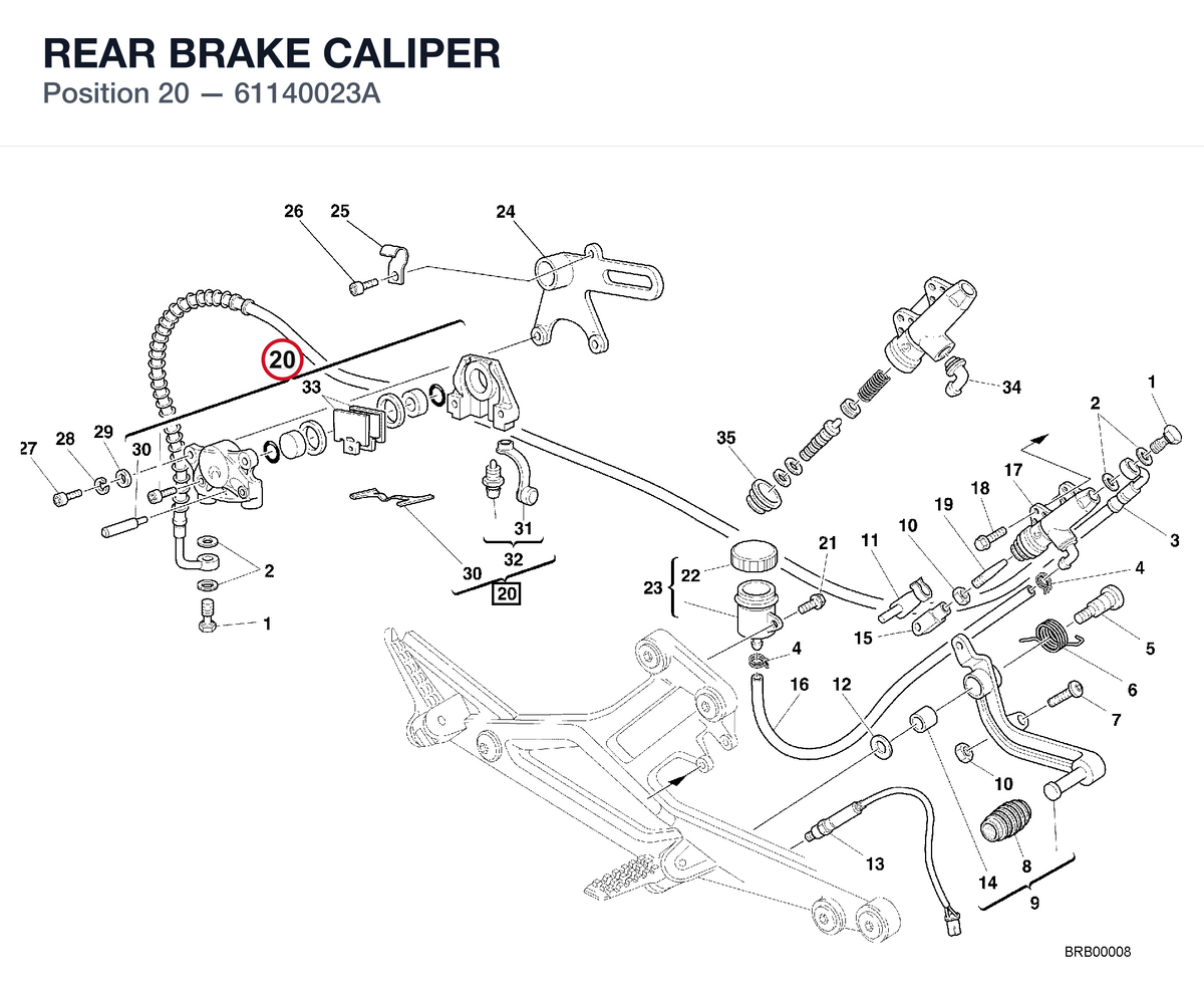 REAR BRAKE CALIPER 61140023A diagram position