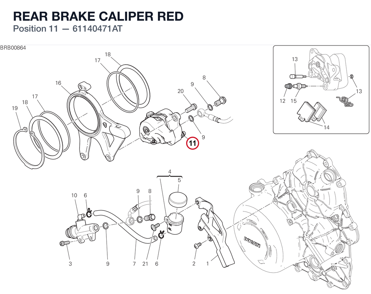 REAR BRAKE CALIPER RED 61140471AT diagram position