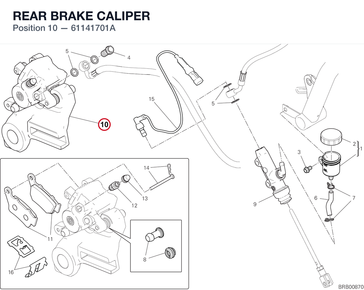 REAR BRAKE CALIPER 61141701A diagram position
