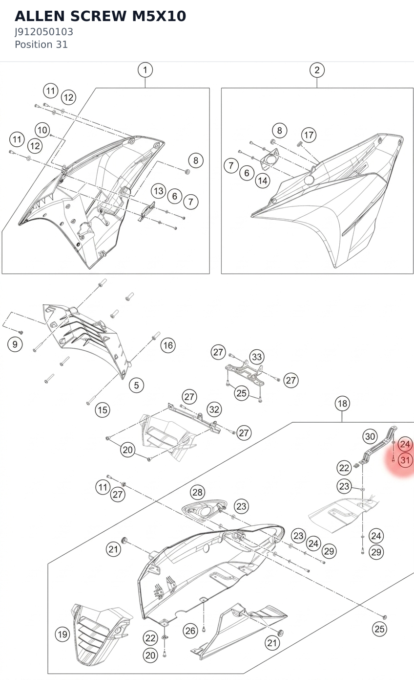 Diagram preview: ALLEN SCREW M5X10 (J912050103)