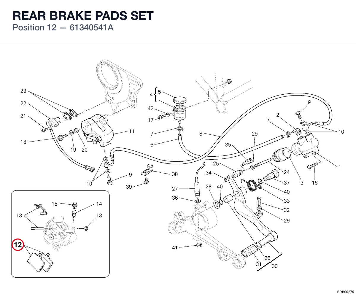 REAR BRAKE PADS SET 61340541A diagram position