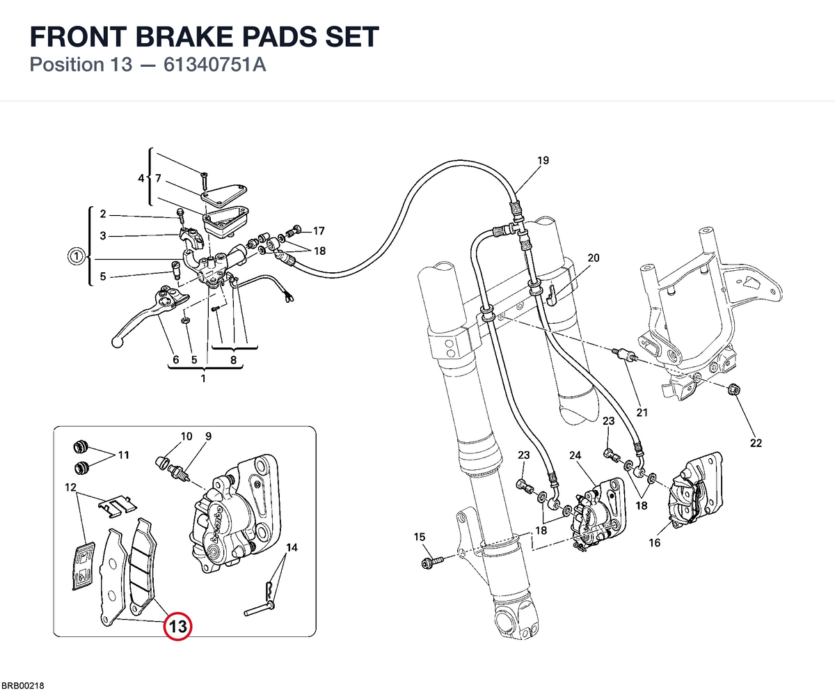 FRONT BRAKE PADS SET 61340751A diagram position