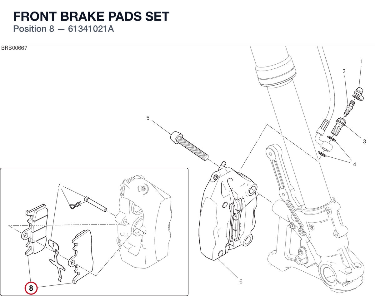 FRONT BRAKE PADS SET 61341021A diagram position