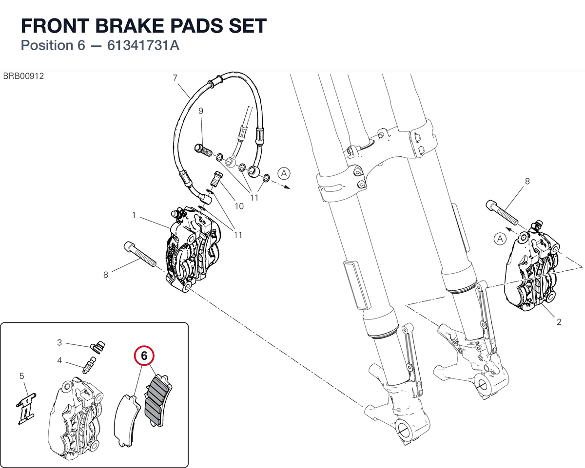 FRONT BRAKE PADS SET 61341731A diagram position