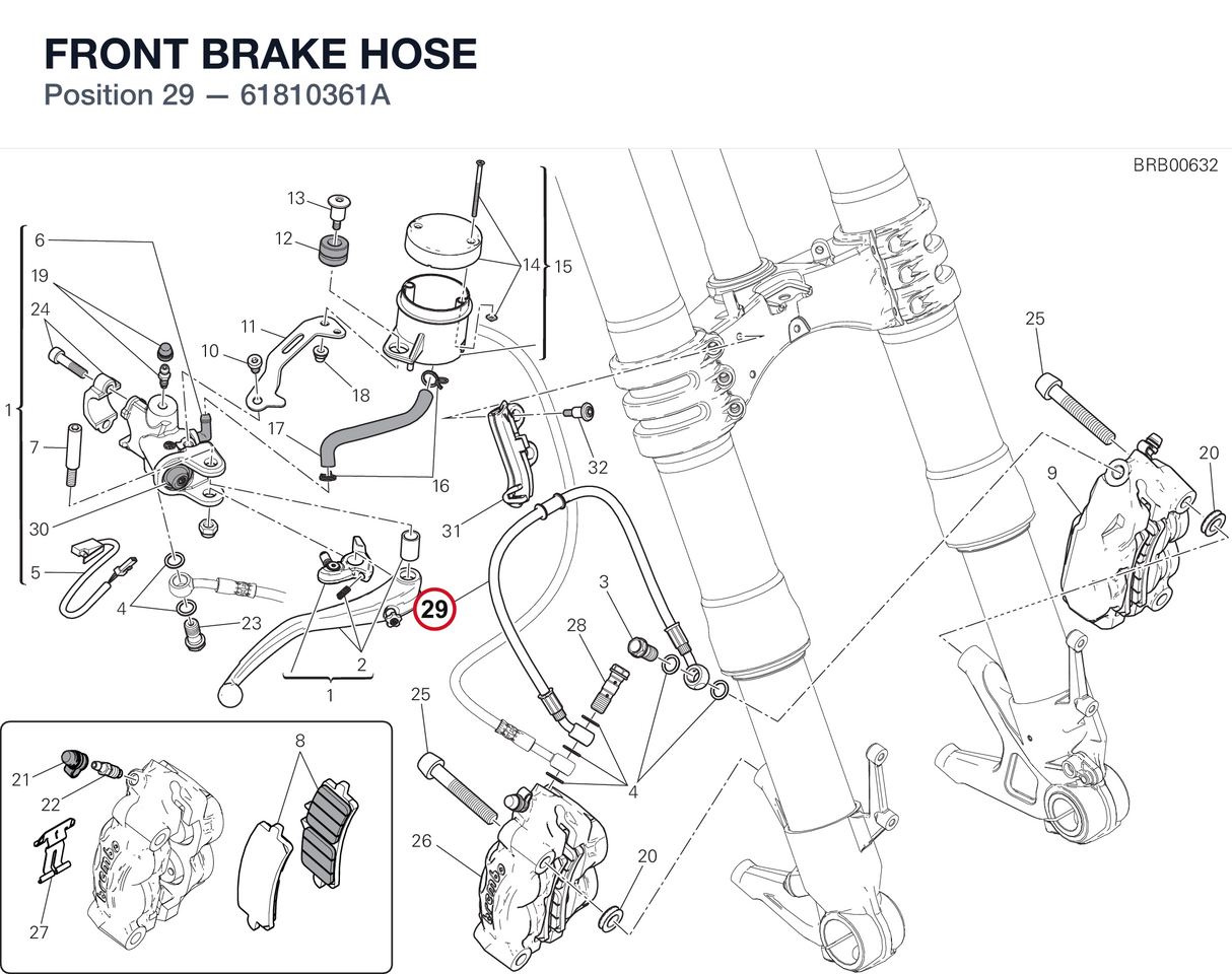 FRONT BRAKE HOSE 61810361A diagram position
